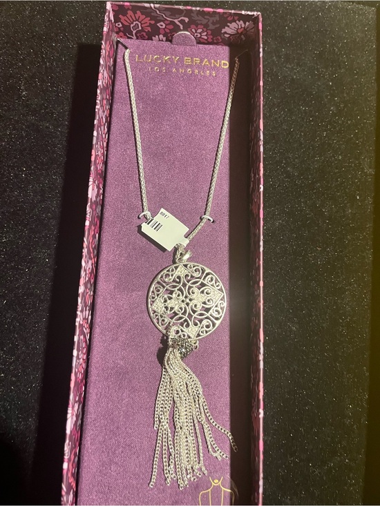 Lucky Brand Jewelry - Lucky Brand Silver Filigree Tassel Pendant Necklace